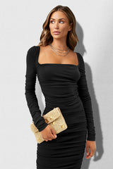 Square Neck Ruched Crepe Midi Dress | Dress In Beauty
