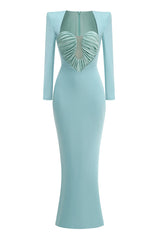 Pleated Sweetheart Bodycon Maxi Dress