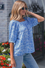 Floral Square Neck Puff Sleeve Blouse | Dress In Beauty