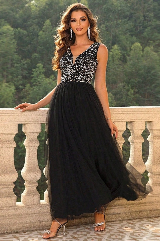 Sequin & Tulle A Line Formal Dress | Dress In Beauty