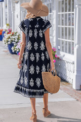 Printed Ruffle Sleeve Midi Dress | Dress In Beauty
