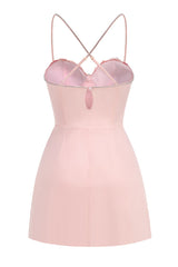 Calantha Pink Flower Diamond Mini Dress