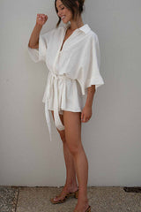 Loose Sleeve Tie Waist Romper | Dress In Beauty