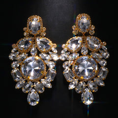 Geometric Rhinestone Dangle Earrings