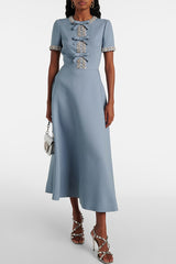 Zoe Bowknot Crystal-Embellished Midi Dress