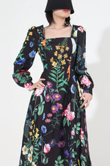 Printed Long Sleeve Cotton-Blend Midi Dress | Dress In Beauty