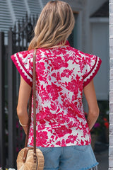 Floral Lace Trim Ruffle Sleeve Blouse | Dress In Beauty