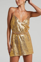 Spaghetti Strap Sequin Mini Dress | Dress In Beauty