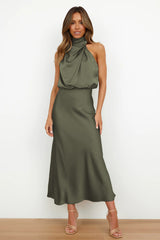 Halter Sleeveless Satin Bridesmaid Dress
