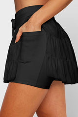 High Waist Plain Mesh Skort
