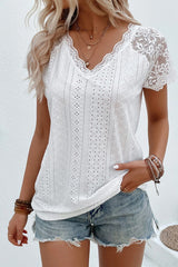 V Neck Shirt With Lace and Patterns