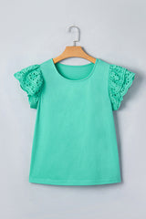 Eyelet Lace Ruffled Cap Sleeve Top | Dress In Beauty