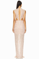 Crystal Embellished Cut Out Gown
