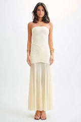 Caspian Slinky And Mesh Maxi Dress