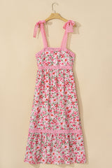 Floral Lace Tied Strap Maxi Dress