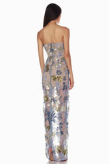 Kamames Strapless Floral Sequined Maxi Dress