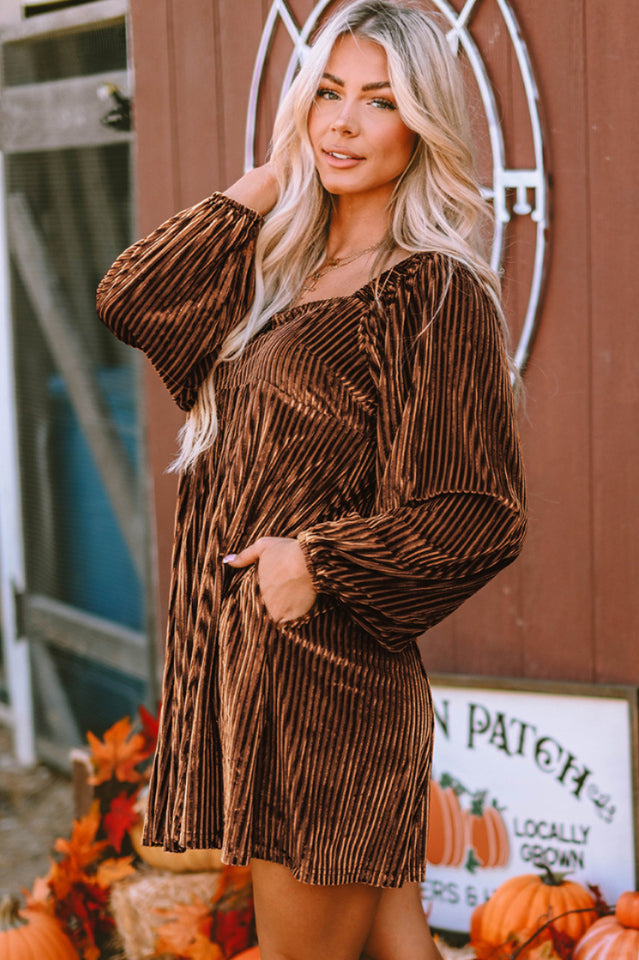 Velvet Square Neck Babydoll Dress | Dress In Beauty
