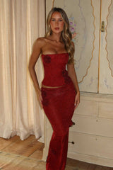 Roline Strapless Flowers Maxi Set