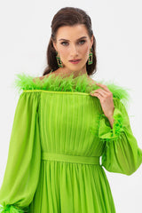 Lilian One Shoulder Feather Long Sleeve Dress | Dress In Beauty