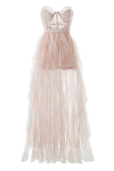 Strapless Lace Mesh Bustier Gown | Dress In Beauty