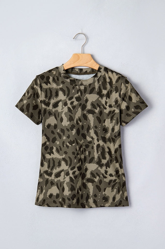 Camo Leopard Print Fitted T-Shirt | Dress In Beauty