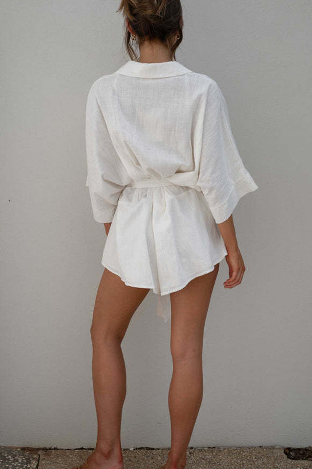 Loose Sleeve Tie Waist Romper | Dress In Beauty