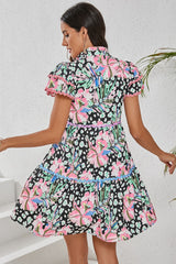 Leopard Floral Print Wavy Embellished Mini Dress | Dress In Beauty