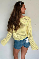 Crochet Open Knit Scallop Trim Sweater | Dress In Beauty