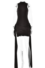 Anji High Neck Criss Cross Mini Dress