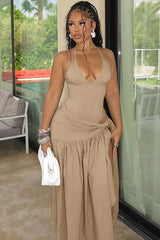 V-Neck Bodysuit Wrap Skirt Set