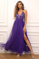 Sequined Backless Tulle Evening Prom | Dress In Beauty