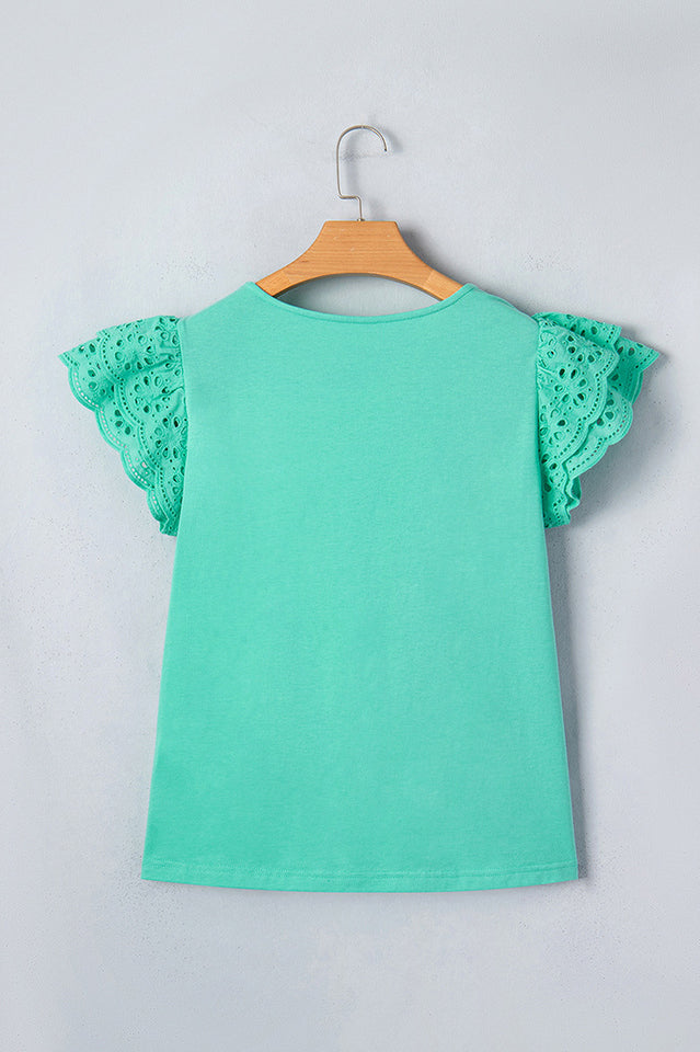 Eyelet Lace Ruffled Cap Sleeve Top | Dress In Beauty