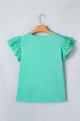 Eyelet Lace Ruffled Cap Sleeve Top | Dress In Beauty