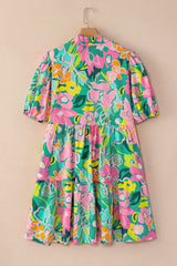 Floral Collar Buttoned Babydoll Dress
