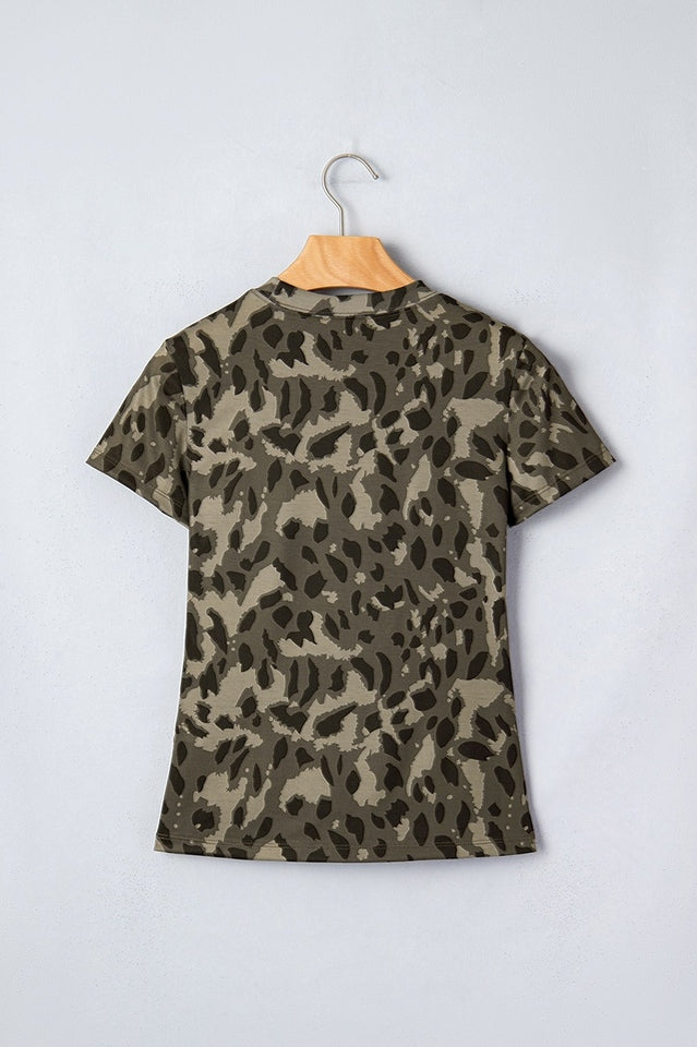 Camo Leopard Print Fitted T-Shirt | Dress In Beauty