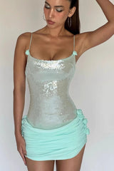 Sequin Floral Draped Corset Dress | Dress In Beauty