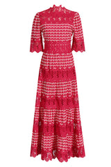 Sabrina Embroidered Lace Midi Dress