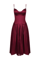 Beau Burgundy Pleated Midi Dress | Dress In Beauty