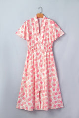 Pink Polka Dot Smocked Waist Midi Dress | Dress In Beauty