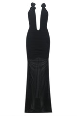 Strapless Plunge Maxi Black Dress | Dress In Beauty