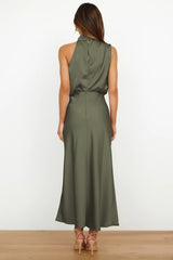Halter Sleeveless Satin Bridesmaid Dress