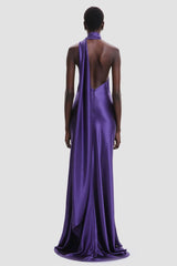 Verna Halter Floral Maxi Satin Dress | Dress In Beauty