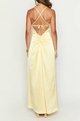 Blaise Yellow Satin Maxi Dress