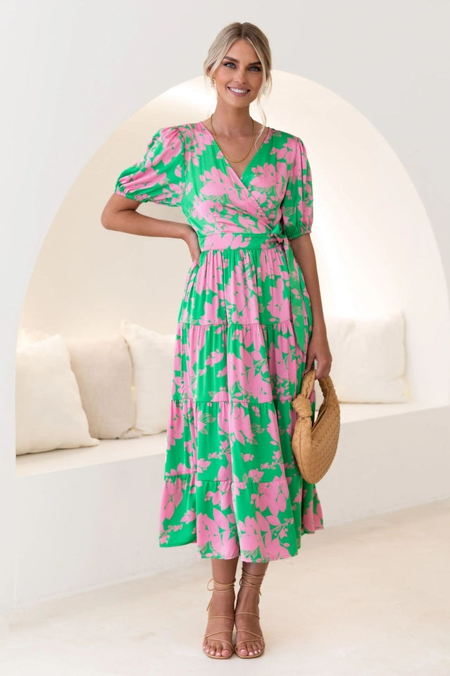 Floral Tiered Surplice Dress | Dress In Beauty
