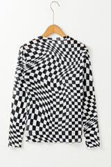 Rory Checkered Mesh Top