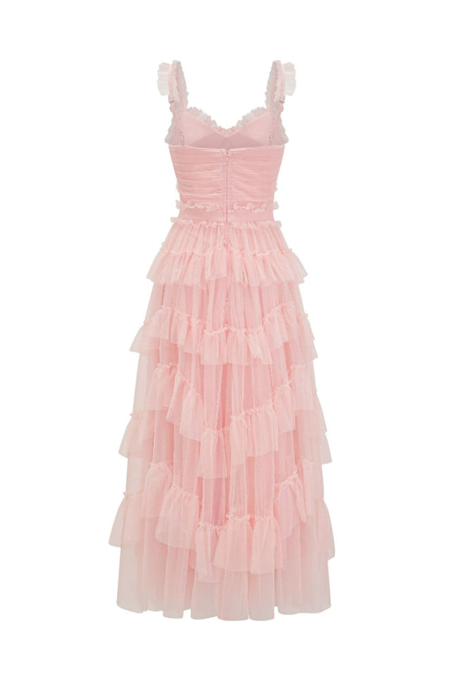 Ruffle V Neck Tiered Tulle Evening Dress | Dress In Beauty