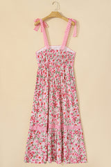 Floral Lace Tied Strap Maxi Dress