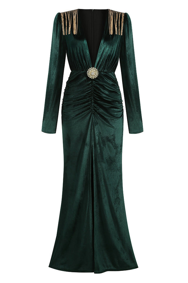 Margot Deep V Neck Velvet Gown | Dress In Beauty