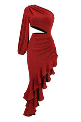 Megan One Shoulder Ruffle Formal Dress | Dress In Beauty