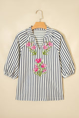 Stripe Floral Embroidered Blouse | Dress In Beauty